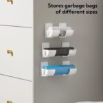 Cling Film & Foil Holders, 4 Pairs No-Drill Storage Racks, Convenient Saran Wrap and Trash Bag Organizers, Side-Mount Fridge Storage Solution, Adhesive Installation, Bags Up to 6cm Diameter - Image 4