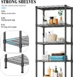 6 Tier Shelving Unit Adjustable Storage Shelf Metal Storage Rack Wire Shelves 16.54" L x 11.82" W x 63" H for Pantry Closet Kitchen Laundry (Black, 6 Tier) - Image 5
