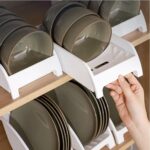 3PCS Dinner Plate Holder,Plastic Kitchen Cabinet Organizer for Dishes Vertical Dishes Storage Rack for Kitchen Countertop(White),3 sizes - Image 3