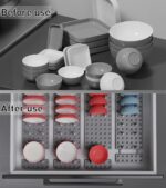 TERRIFI Pegboard Drawer Organizer for Kitchen Cabinet, 2pcs Plate Organizers for Cabinets, Adjustable Cupboard Pegboard Tray, Dish Racks Bowl Drying Racks, Expandable Plate Holders Storage (Grey) - Image 5