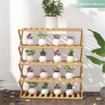 Foldable Bamboo Shoe Rack - 5-Tier Portable Storage Shelf for Bedroom Door No Assembly Required Multi-Functional Space-Saving Design (50cm) - Image 2