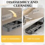 Corner Shower Caddy, U Shaped Rotating Wall Mounted Corner Shelf, Stainless Steel Punching Free Bathroom Storage Shelves, Foldable Kitchen Counter Organizer, Dark Grey, 2 Pack - Image 5