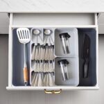 Silverware Organizer, KASTWAVE Expandable Cutlery Drawer Organizer, Adjustable Plastic Utensil Tray for Forks, Spoons & Knives, Space-Saving Storage for Home & Kitchen, Large Grey - Image 2