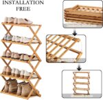 Foldable Bamboo Shoe Rack, 2 to 5-Tier Multi-Functional Storage Shelf, Self-Supporting Shoe nizer (5 Shelves, 6.1m Wide) - Space-Saving Home Solution - Image 3