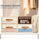 U-HOOME Closet Organizers and Storage,4pcs Fabric Foldable Clothes Organizers Bins for Closet,Stackable Storage Shelf Drawers for Cupboard Wardrobe Bedroom,Living Room,Under Bed (Beige) - Image 5