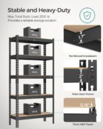 SONGMICS 5-Tier Storage Shelves, Garage Storage, Boltless Assembly, Adjustable Shelving Unit, 11.8 x 29.5 x 59.1 Inches, Load 1929 lb, for Shed Warehouse Basement Kitchen, Black UGLR300B01 - Image 4
