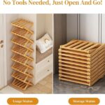 YelaJoy Bamboo Shoe Rack for Entryway,Installation-Free and Foldable Vertical Shoe Storage Organizer,Free Standing Shoe Racks Shelf Closet Shoe Organizer for Living Room (Tawny-3 Layers)