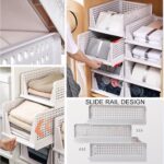 Stackable Storage Bins, Plastic Clothes Drawer Organizer, Wardrobe Storage Box Shelf Basket, Foldable Sliding Bins for Cabinet, Laundry, Bedroom Closet, Office Supplies, White 3 Pcs - Image 2