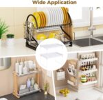 Cabinet Organizer Shelf, 2 Pcs Foldable Stackable Spice Rack, Ventilated Material Pantry Storage Shelves, Counter Shelf for Cabinets, Countertop, Makeup, Bathroom, Desk, Cupboard, White - Image 2