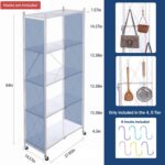 Letusto Heavy Duty Foldable Collapsible Shelf with Wheels with Breaks - Folding Metal Frame Shelving Pantry Organizer System Rack - Shelves with No Assembly Required (Black, 5 Tier) - Image 2