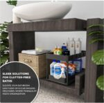 Qunix 1 Pc Under Sink Organiser│ Multi-Purpose Storage Cabinet Organiser For Kitchen & Bathroom│Space Saver 2-Tier Sliding Rack For Workspace│Compactable Nonslip Stand For Laundry With 4 Hooks【Black】 - Image 5