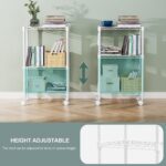 MZG 204kg Capacity Heavy Duty 3-Tier Metal Storage Shelving Unit with Wheels, Adjustable Wire Rack Organizer for Garage, Kitchen, Bathroom, or Laundry (White, 30L x 45W x 75H cm) - Image 6