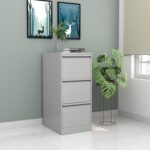 RIGID Vertical Filing Cabinet with 3 Drawers | Heavy-Duty Metal Document Storage | Smooth Sliding Drawers, Key Lock Protection, Office Organizer, Grey (62D x 46.5W x 102.5H cm) Assembled