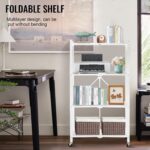 4-Tier Foldable Storage Shelves with Caster Wheels - White - Image 6