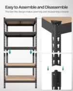 SONGMICS 5-Tier Storage Shelves, Set of 2 Garage Storage, Boltless Assembly, Adjustable Shelving Units, 11.8 x 29.5 x 59.1 Inches, Load 1929 lb Each, Shed Warehouse Basement, Black UGLR300B02 - Image 6