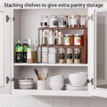 Kitchen Countertop Organizer, Spice Rack Cabinet Organizer Shelf Stackable Counter Corner Shelves Organization and Storage for Pantry, Counter top, Coffee Station Wood Rustic Brown - Image 4