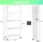 Sulfar 5 Tier Foldable Storage Shelves | Multipurpose Storage Rack for Kitchen, Living Room, Bedroom, Garage | Easy Assembly Cabinet Organizer Shelf (White) | 5-Shelf - Image 7