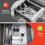 Silverware Organizer, KASTWAVE Expandable Cutlery Drawer Organizer, Adjustable Plastic Utensil Tray for Forks, Spoons & Knives, Space-Saving Storage for Home & Kitchen, Large Grey - Image 6