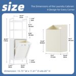 HITNET Bamboo Tilt Out Hamper, 10 Gal Bathroom Laundry Cabinet with Hidden Foldable Basket, Freestanding Clothes Storage Organizer with Storage Shelf, White - Image 3
