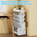 ANTOLE 5 Tiers Movable Bookshelf Cart with Wheels, Removable Unique Bookcase,for Home and School Desk Side Books and Magazine Holder Space Saving - Image 6