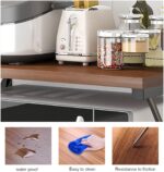 Kitchen Countertop Organizer Cabinet Shelf, 17.3x12.6 Large Spice Racks Counter Shelf Microwave Oven Rack Desktop Storage Organization for Kitchen, Office, Metal & Wood, Maple (black-3layer)