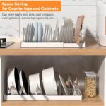 HIKKY Expandable Pots and Pans Organizer, Pots Lid Organizer Rack for Kitchen Cabinet Organizers and Storage with 7 Adjustable Dividers and Anti-scratch Strip - Image 2