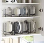 TAME 2PCS Plate Holders Organizer, Metal Dish Storage Organizer, Multipurpose Shelf Kitchen Organizer Plate Storage Drying Stand Rack for Kitchen Cabinet, Counter and Cupboard (Black) - Image 2