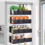 Spice Storage Rack, 4 Pack Magnetic Spices Shelf with 4 Hooks for Cabinet & Fridge, Magnet Pantry Stand Holder for Refrigerator, Oven, Wall and Bathroom, Kitchen Organizer, (Black) - Image 7
