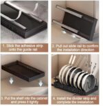 Pot Rack, Pot and Pan Organizers Rack, Sliding Pots and Pans Organizers Rack Pot Lid Organizer Holder with 10 Adjustable Compartment, Expandable Cookware Plate Rack Kitchen Cabinet(Black) - Image 8