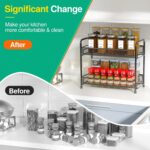 TAME Spice Rack Organizer for Countertop, 2-Tier Kitchen Countertop Organizer Shelf, Foldable Seasoning Storage Shelf, Bathroom Organizer Stand, Home Storage and Organizers Kitchen Pantry Shelves - Image 3