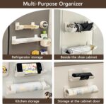 4pcs No-Drill Kitchen Storage Rack with Adhesive Hooks Space-Saving Garbage Trash Bag Holder Dispenser, Kitchen Organizer for Foil Wraps and Bags Wall-Mounted and Cabinet Door Storage Solution - Image 5