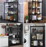 4-Tier Shelf Shelving Storage Unit Industrial Storage Shelf Organizer Foldable Display Rack Kitchen Shelves Bookshelf with Wheels - Image 5