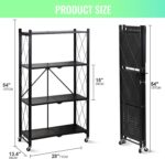 SKY-TOUCH Foldable Storage Organizer 4 Tier, Storage Shelves Kitchen Cabinet Storage Rack, Shelf Storage Multipurpose Rack for Living Room Bedroom Kitchen Garage Black - Image 4