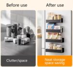 Spice Storage Rack, 4 Pack Magnetic Spices Shelf with 4 Hooks for Cabinet & Fridge, Magnet Pantry Stand Holder for Refrigerator, Oven, Wall and Bathroom, Kitchen Organizer, (Black) - Image 6