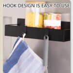 Spice Storage Rack, 4 Pack Magnetic Spices Shelf with 4 Hooks for Cabinet & Fridge, Magnet Pantry Stand Holder for Refrigerator, Oven, Wall and Bathroom, Kitchen Organizer, (Black) - Image 3