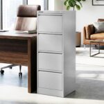 RIGID Vertical Filing Cabinet with 4 Drawers | Heavy-Duty Metal Document Storage for Legal Files | Smooth Sliding Drawers, Key Lock Protection, Office Organizer, Grey (62D x 46.5W x 132H cm) Assembled - Image 2