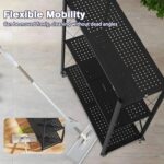 3 Tier Foldable Storage Shelves with Wheels, Metal Collapsible Organization Storage Rack, No Assembly Portable Metal Shelving, Bookshelf for Kitchen, Bedroom, Pantry, Garage, Display - Image 8