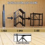3-Tier Shelf Foldable Storage Shelving Unit, Storage Shelves Cabinet Kitchen Storage Rack with Caster Wheels, Multipurpose Foldable Storage Shelves for Living Room Bedroom Kitchen - Image 5