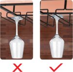 MOCOUM Wine Glasses Rack Under Cabinet Stemware Rack, Wine Glass Hanger Rack Wire Wine Glass Holder Storage Hanger for Cabinet Kitchen Bar (Black, 4 Rows 2 Pack) - Image 6