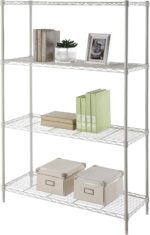 CamelTough Wire Rack 4 Shelf Adjustable Storage Rack, Heavy Duty Shelving Unit for Pantry, Laundry, Bathroom, Kitchen, 600Lbs Capacity, White, 90L X 35W X 135H cm, HTC-WR603 - Image 4