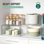 U-HOOME Clear Crylic Cabinet Shelf Organizer,2 Pack Kitchen Spice Rack Organizer for Cabinet,Stackable Desk Shelf Countertop Pantry Organization and Storage for Dishes, Soda Cans and Cup - Image 2