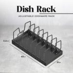 Qixa Expandable Kitchen Dish Rack – Adjustable Cookware Organizer with Retractable Base & Dividers for Pans, Lids, Plates, Cutting Boards, Bakeware, Durable, Easy Assembly for Cabinet or Countertop - Image 2