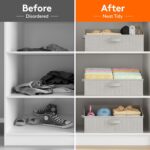 Lifewit Storage Baskets for Shelves, 6 Packs Non-woven Fabric Trapezoid Closet Organizer Bins with Handles, Foldable Clothing Containers Box for Clothes, Towel, Book, DVD, Hats, Large, Light Grey - Image 6