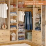 4-Tier Stackable Closet Organizers and Storage Basket, Foldable Closet Shelf Organizer System, Space-Saving Clothes Storage Drawer Organizer for Wardrobe, White - Image 2