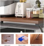 Kitchen Countertop Organizer Cabinet Shelf, 17.3x12.6 Large Spice Racks Counter Shelf Microwave Oven Rack Desktop Storage Organization for Kitchen, Office, Metal & Wood, Maple (black-2 layer) - Image 2