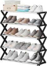 5-Tier Metal Shoe Rack Foldable Entryway Space-Saving Storage Shelf for Home Stylish Shoe Storage Solution for Entry Hallway or Closet - Image 6