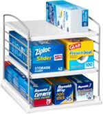YouCopia UpSpace Adjustable Box Organizer for Foil, Wrap, and Kitchen Cabinet Storage, Original, Space-Saving Rack with Non-Slip Base, Easy Assembly, White