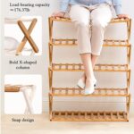 Foldable Bamboo Shoe Rack, 2 to 5-Tier Multi-Functional Storage Shelf, Self-Supporting Shoe nizer (5 Shelves, 6.1m Wide) - Space-Saving Home Solution - Image 5