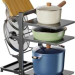 U-HOOME 6-Tier Pots and Pans Organizer for under Cabinet,Heavy Duty Adjustable Pot Pan Organizer Rack for Kitchen Organization and Storage under Sink Organizers and Storage for Pots, Pans and Lids