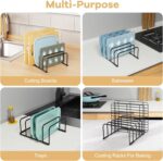 Fikoksol Cutting Board Organizer, [2-Pack] Cutting Board Holder Rack Baking Cookie Pan Sheets Cooling Small Racks Storage Stand for Kitchen Cabinet Countertop Bakeware Organizer 7.08 x 5.51 x 3.15 in - Image 6